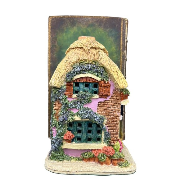 Lilliput Lane Foxton Folk Bookworm Cottage Bookend Kay Baker 1995 Floral Design - Picture 11 of 12